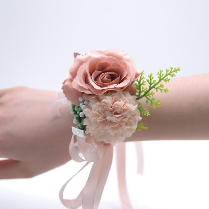 Artificial Wrist Corsage with Ribbon Strap for Wedding 18