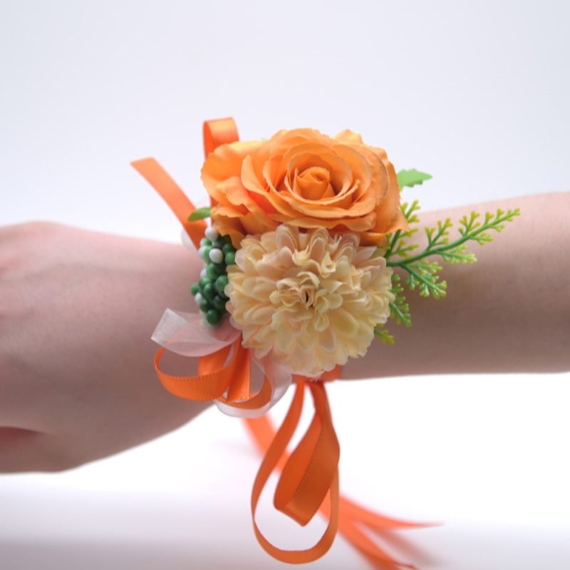 Artificial Wrist Corsage with Ribbon Strap for Wedding 19