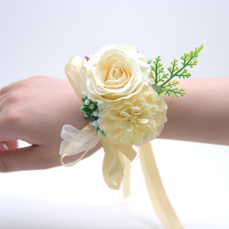 Artificial Wrist Corsage with Ribbon Strap for Wedding 20