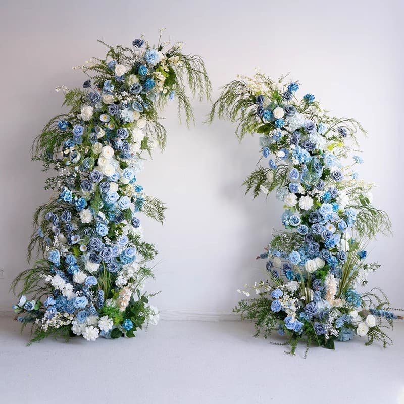 Blue And White Flower Arch With Artificial Flowers For Decoration 1 Blue And White Flower Arch With Artificial Flowers For Decoration 1