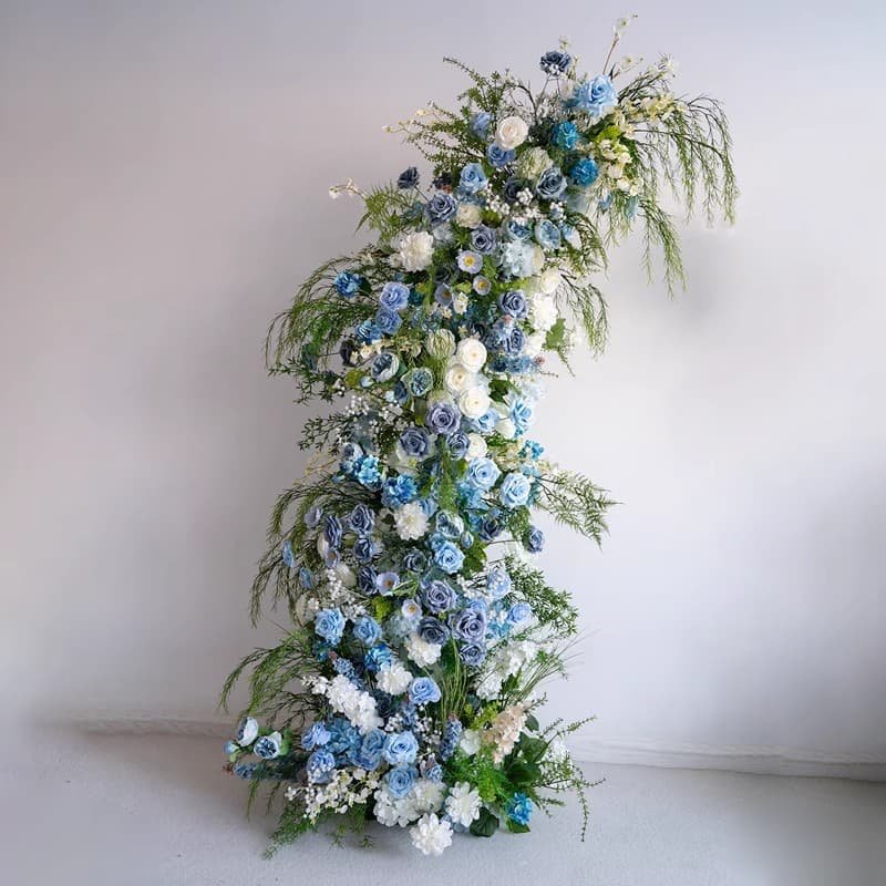 Blue And White Flower Arch With Artificial Flowers For Decoration 3 Blue And White Flower Arch With Artificial Flowers For Decoration 2