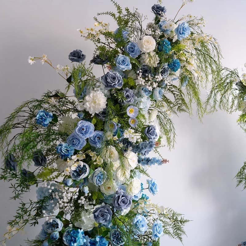 Blue And White Flower Arch With Artificial Flowers For Decoration 6 Blue And White Flower Arch With Artificial Flowers For Decoration 3