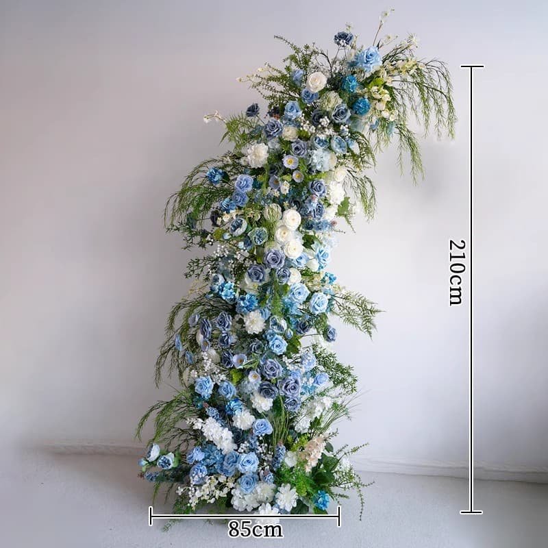 Blue And White Flower Arch With Artificial Flowers For Decoration 8 Blue And White Flower Arch With Artificial Flowers For Decoration 5