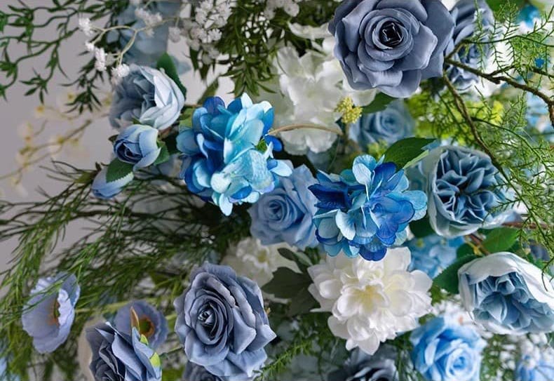 Blue And White Flower Arch With Artificial Flowers For Decoration 5 Blue And White Flower Arch With Artificial Flowers For Decoration 8