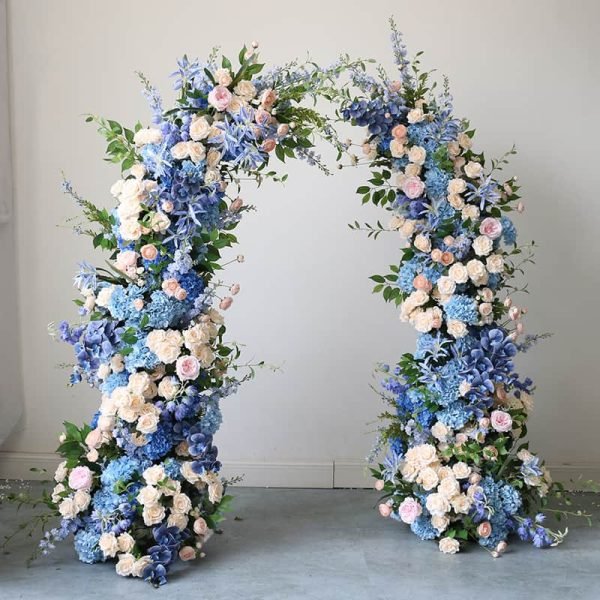 Blue Flower Arch Silk Hydrangea Flower Decoration Arch Stand