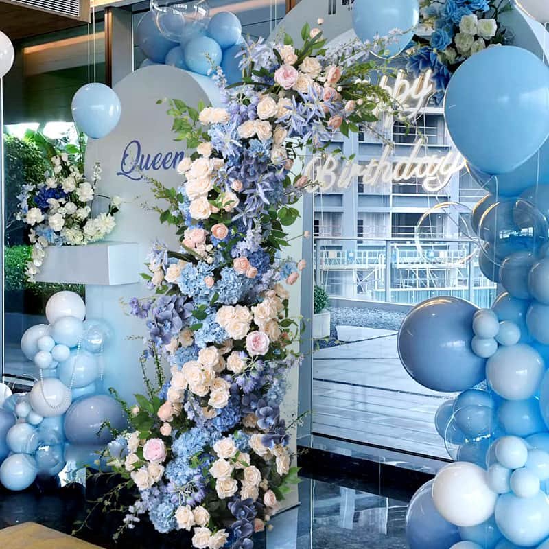 Blue Flower Arch Silk Hydrangea Flower Decoration Arch Stand 3 Blue Flower Arch Silk Hydrangea Flower Decoration Arch Stand 3