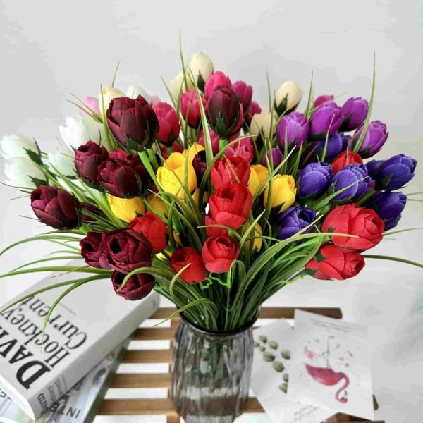 Colorful Silk Tulip Flowers for Festival and Holiday Decoration