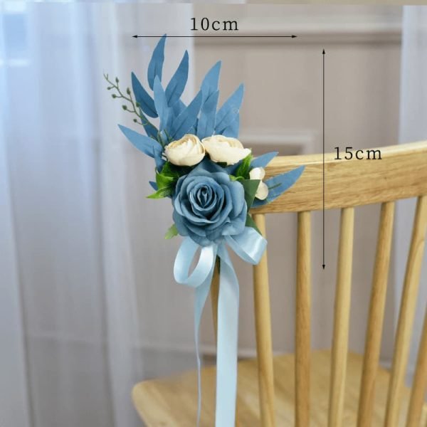 DIY Wedding Aisle Chair Decorations Artificial Blue Flowers