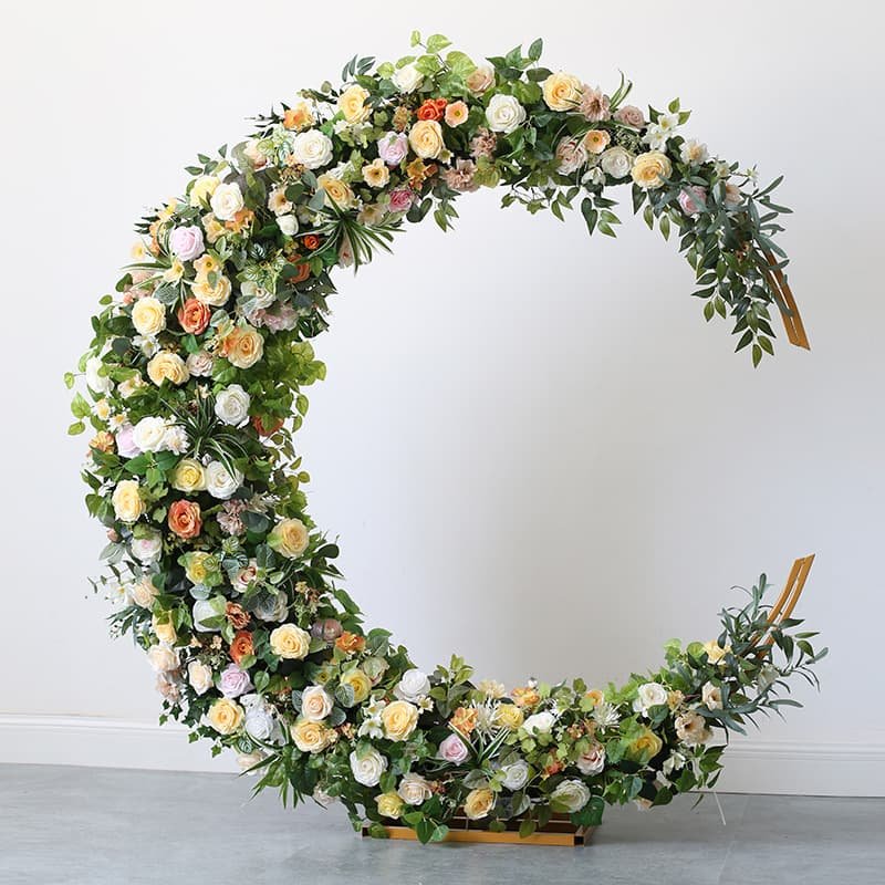Fake Flower Arch Like Moon With Green Artificial Flowers 2 Fake Flower Arch Like Moon With Green Artificial Flowers 2
