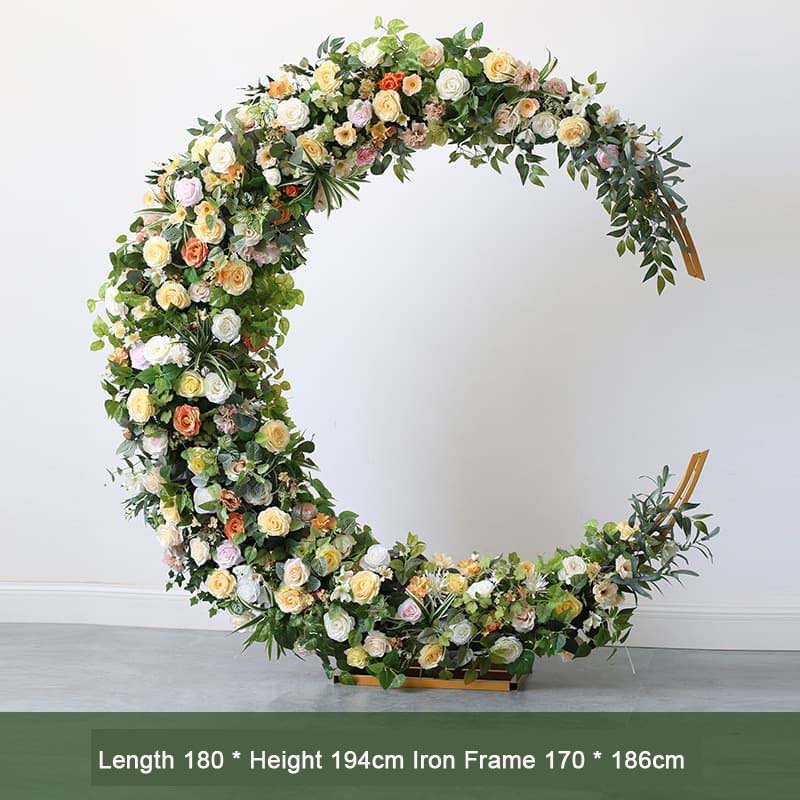 Fake Flower Arch Like Moon With Green Artificial Flowers 4 Fake Flower Arch Like Moon With Green Artificial Flowers 4 1