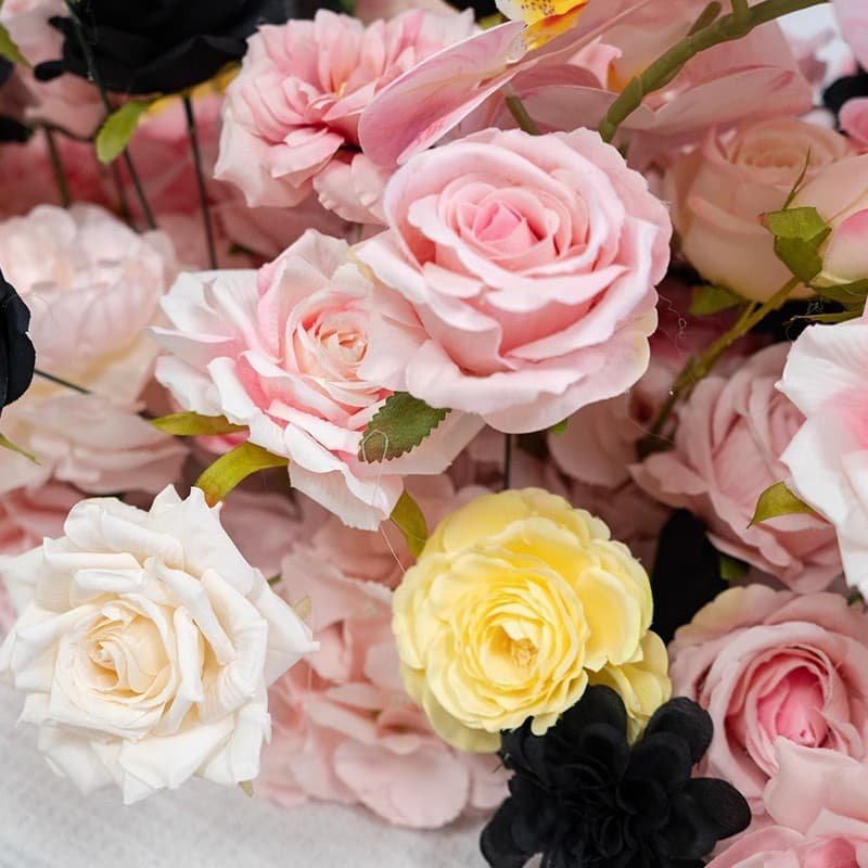 Fake Flower Table Runner With Pink And Black Flower 4 Fake Flower Table Runner With Pink And Black Flower 4
