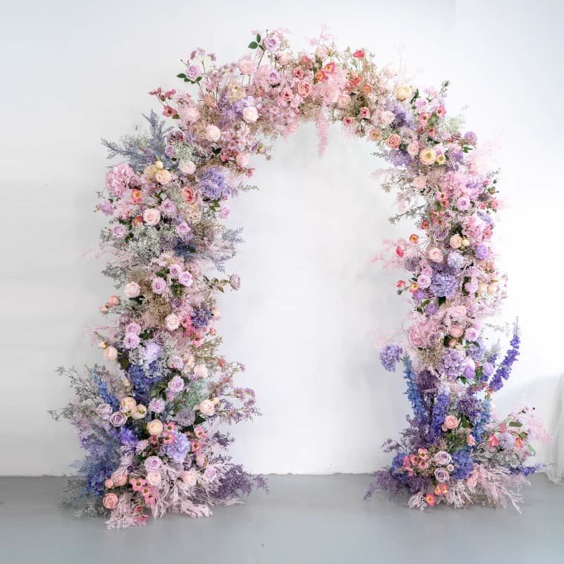 Flower Arch Background Stand With Artificial Purple Rose 2 Flower Arch Background Stand With Artificial Purple Rose 2