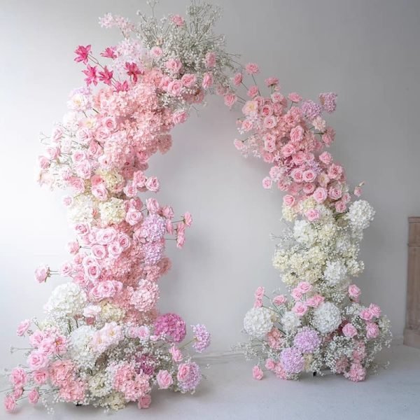 Flower Arch Wedding With Pink Rose Fake Artificial Flowers