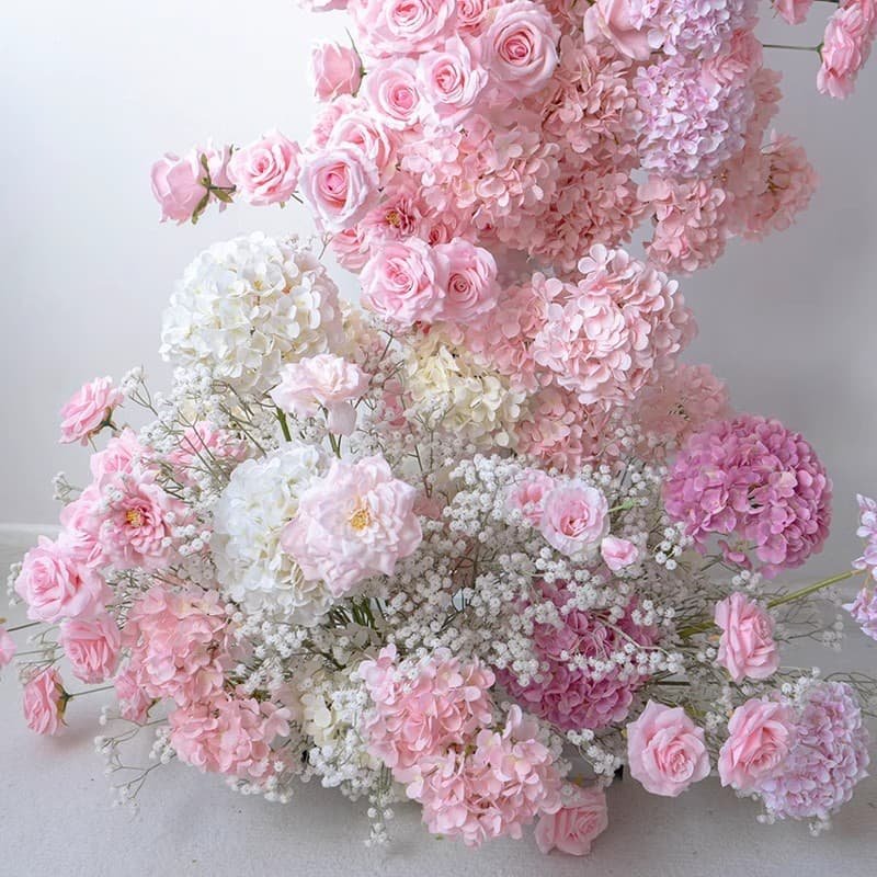 Flower Arch Wedding With Pink Rose Fake Artificial Flowers 3 Flower Arch Wedding With Fake Artificial Flowers 3