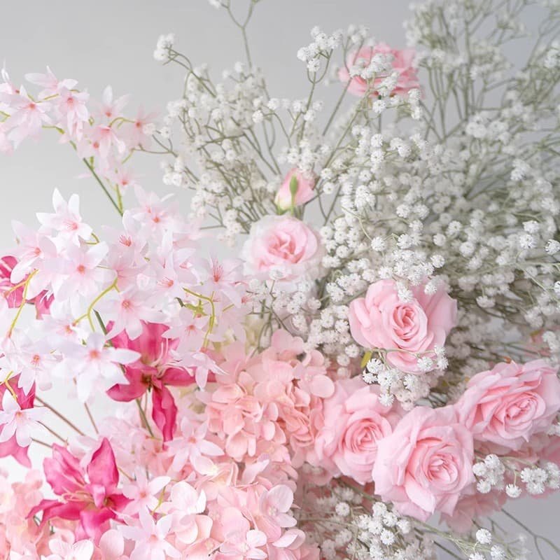 Flower Arch Wedding With Pink Rose Fake Artificial Flowers 4 Flower Arch Wedding With Fake Artificial Flowers 4