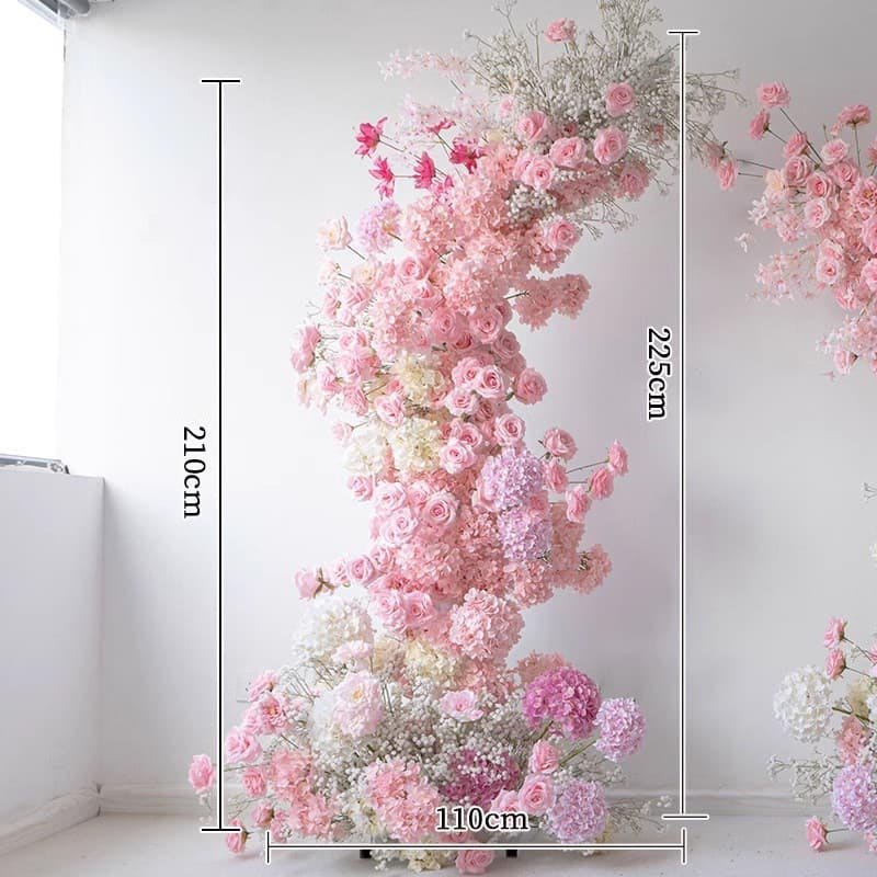 Flower Arch Wedding With Pink Rose Fake Artificial Flowers 7 Flower Arch Wedding With Fake Artificial Flowers 5