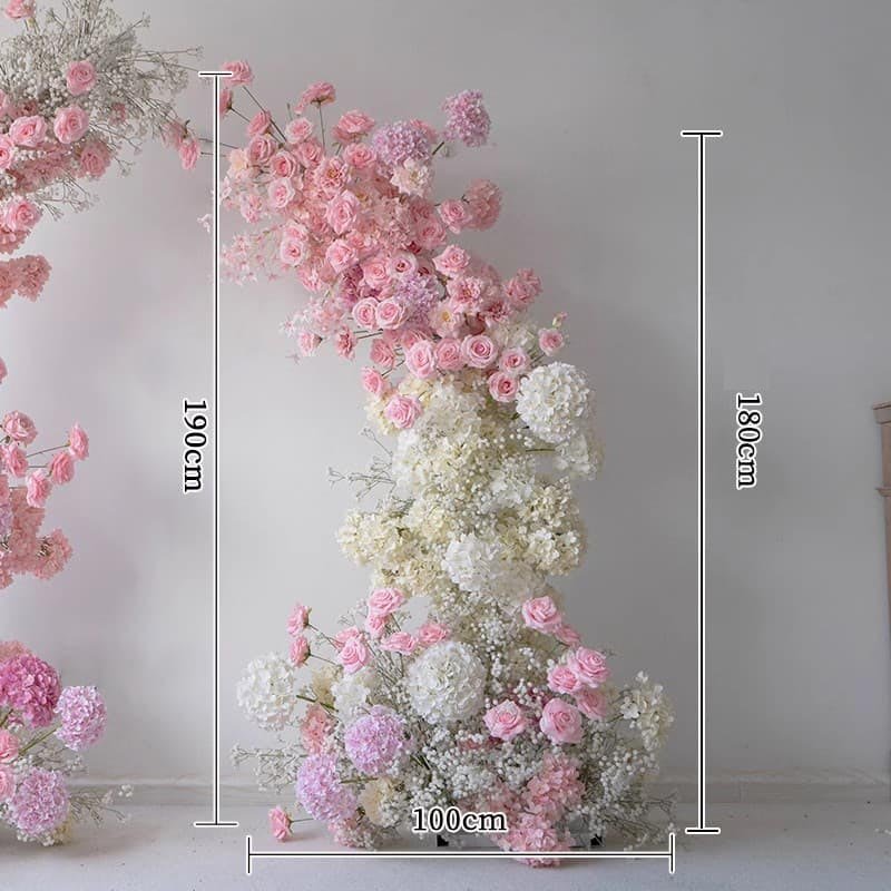 Flower Arch Wedding With Pink Rose Fake Artificial Flowers 6 Flower Arch Wedding With Fake Artificial Flowers 6