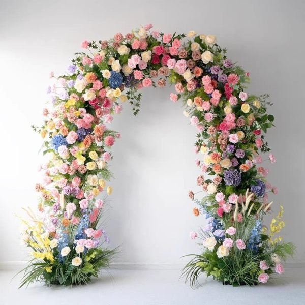 Arch Flower Arrangements Wedding With Pink Rose Fake Artificial Flowers