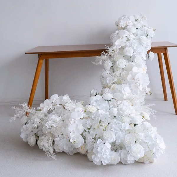 Flower Runner For Table Decoration With White Artificial Flowers