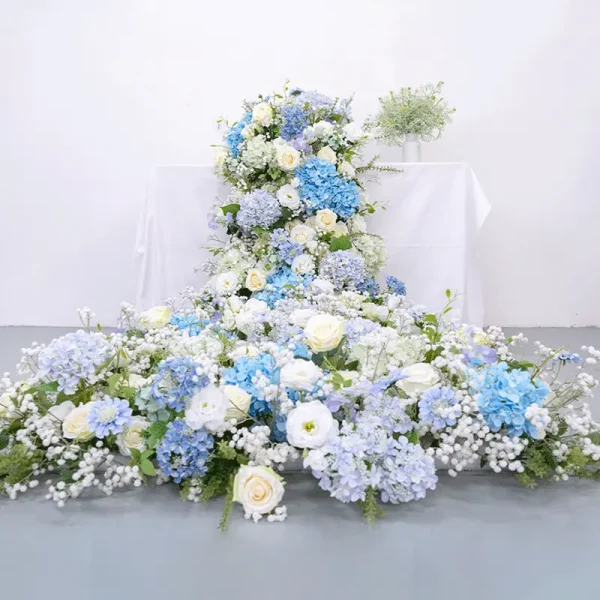 Flower Runner For Wedding Table Blue Floral Decor Flower