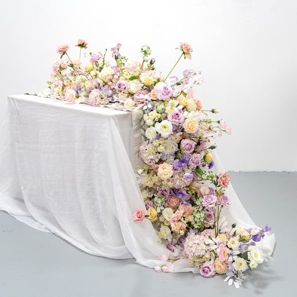 Flower Table Runner Wedding Pink Artificial Flower For Decoration