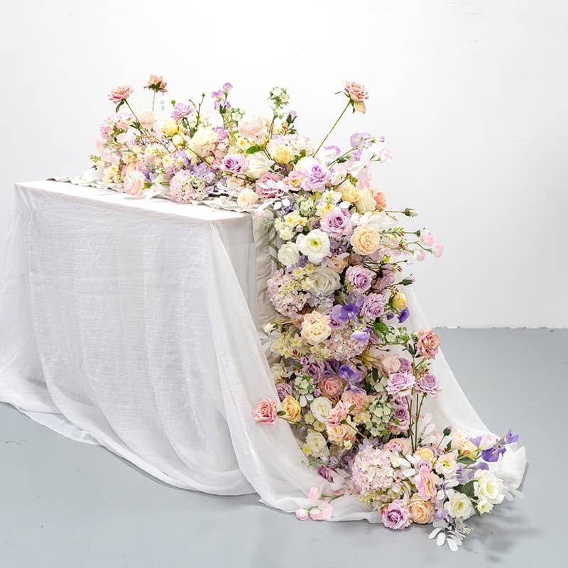 Flower Table Runner Wedding Pink Artificial Flower For Decoration 1 Flower Table Runner Wedding Pink Artificial Flower For Decoration 1