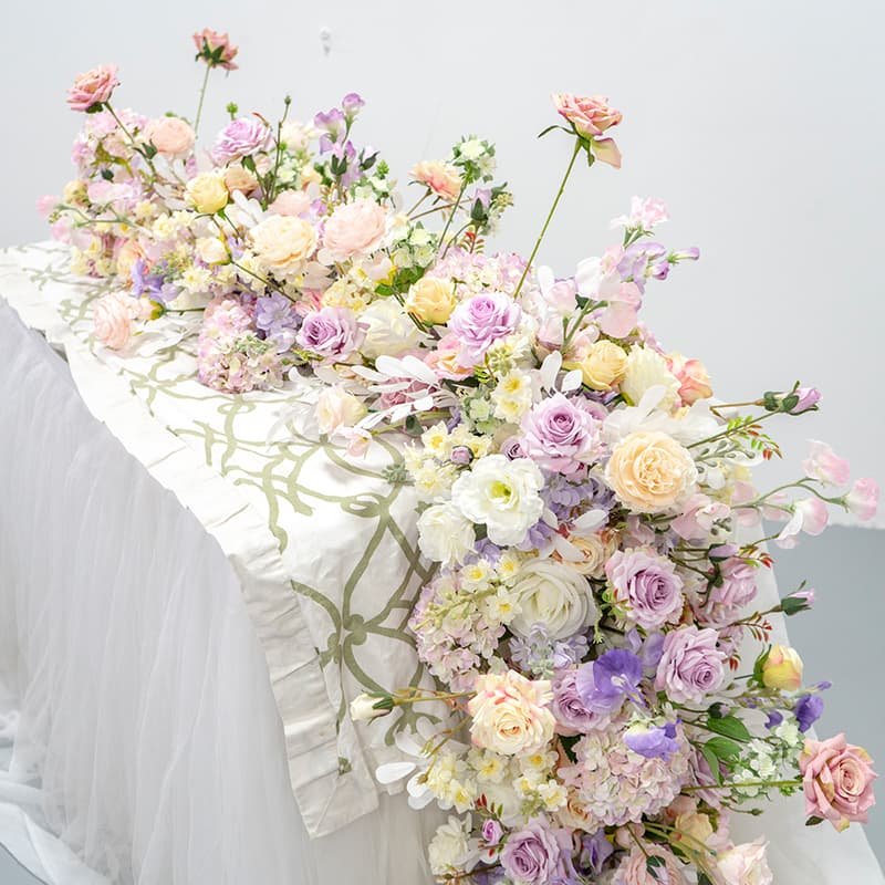 Flower Table Runner Wedding Pink Artificial Flower For Decoration 2 Flower Table Runner Wedding Pink Artificial Flower For Decoration 2