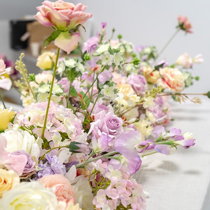 Flower Table Runner Wedding Pink Artificial Flower For Decoration 7 Flower Table Runner Wedding Pink Artificial Flower For Decoration 3