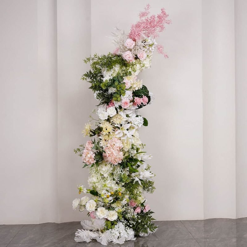 Flower Wedding Arch With Green And Pink Artificial Flowers 4 Flower Wedding Arch With Green And Pink Artificial Flowers 1