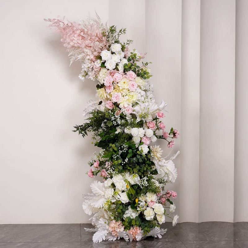 Flower Wedding Arch With Green And Pink Artificial Flowers 3 Flower Wedding Arch With Green And Pink Artificial Flowers 2