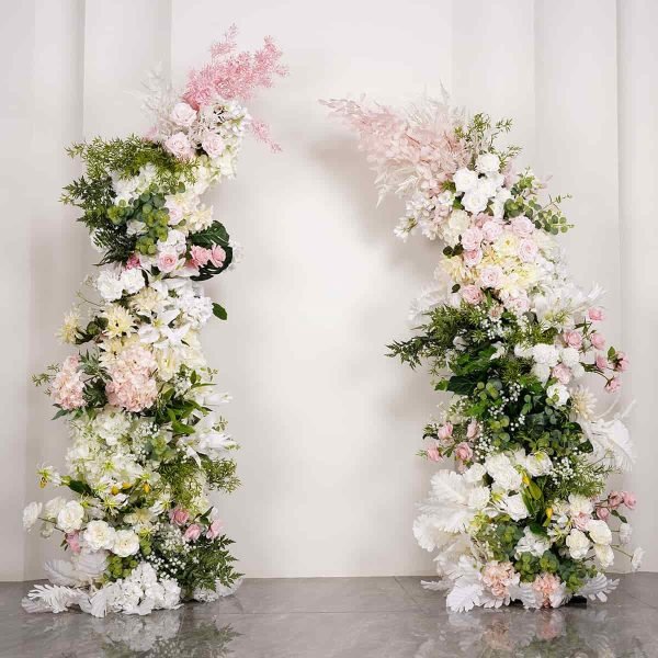 Flower Wedding Arch With Green And Pink Artificial Flowers