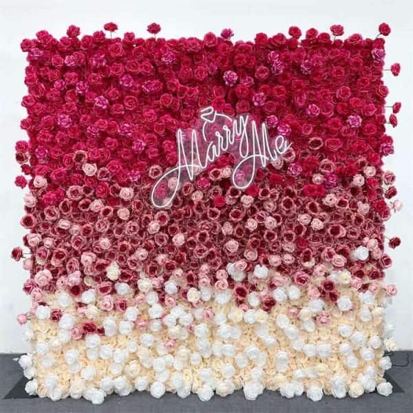 Red Artificial Flower Wall Backdrop For Wedding