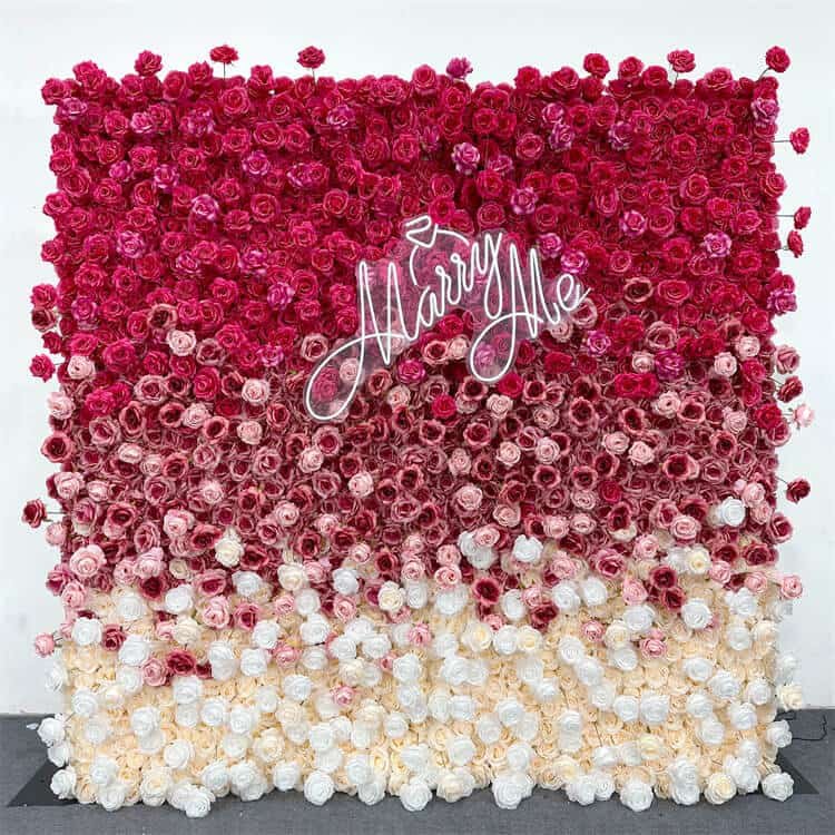Red Artificial Flower Wall Backdrop For Wedding 1 Red Artificial Flower Wall Backdrop For Wedding 1