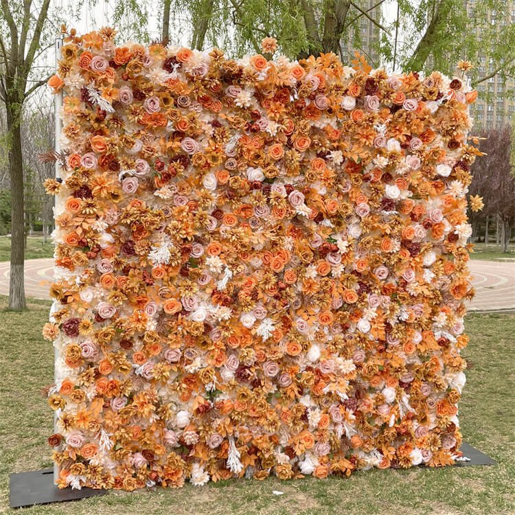 Roll Up Flower Wall With Stand Artificial Fall Flowers For Weddings 1 Roll Up Flower Wall With Stand Artificial Fall Flowers For Weddings 5