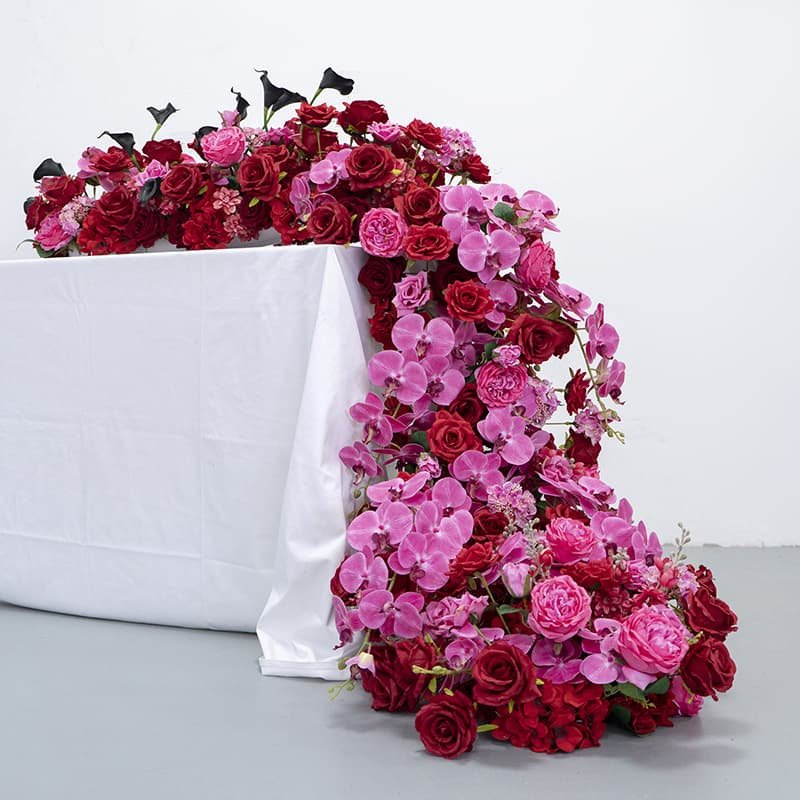 Rose Flower Table Runner With Artificial Flowers For Wedding 1 Rose Flower Table Runner With Artificial Flowers For Wedding 1