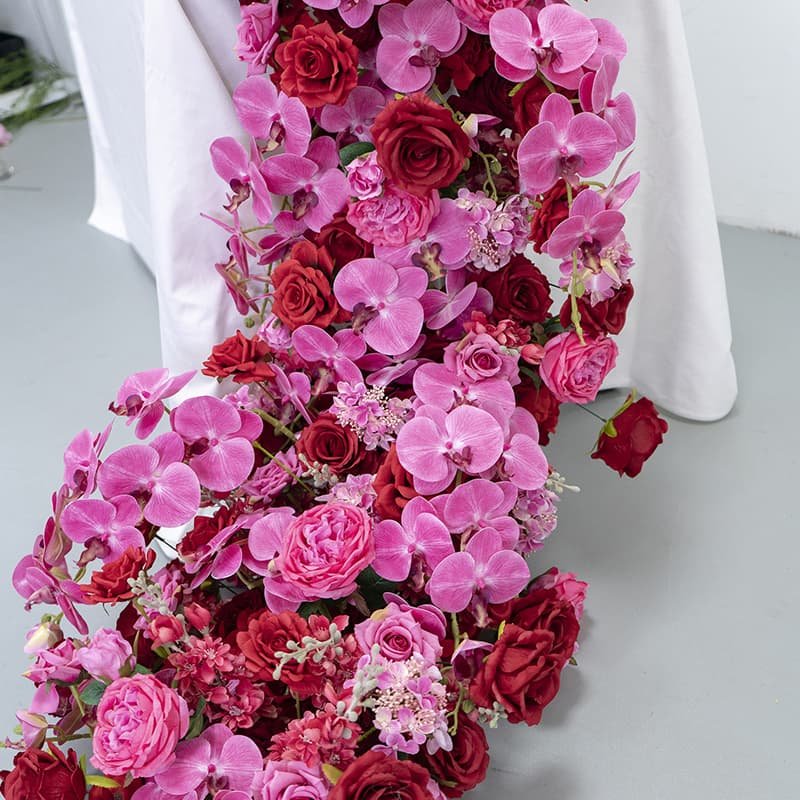 Rose Flower Table Runner With Artificial Flowers For Wedding 3 Rose Flower Table Runner With Artificial Flowers For Wedding 3