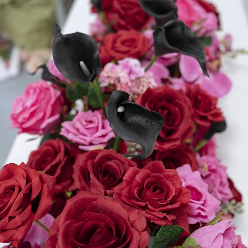 Rose Flower Table Runner With Artificial Flowers For Wedding 4 Rose Flower Table Runner With Artificial Flowers For Wedding 4