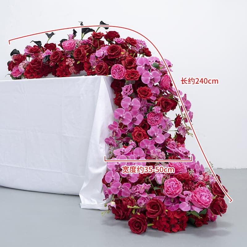 Rose Flower Table Runner With Artificial Flowers For Wedding 5 Rose Flower Table Runner With Artificial Flowers For Wedding 5