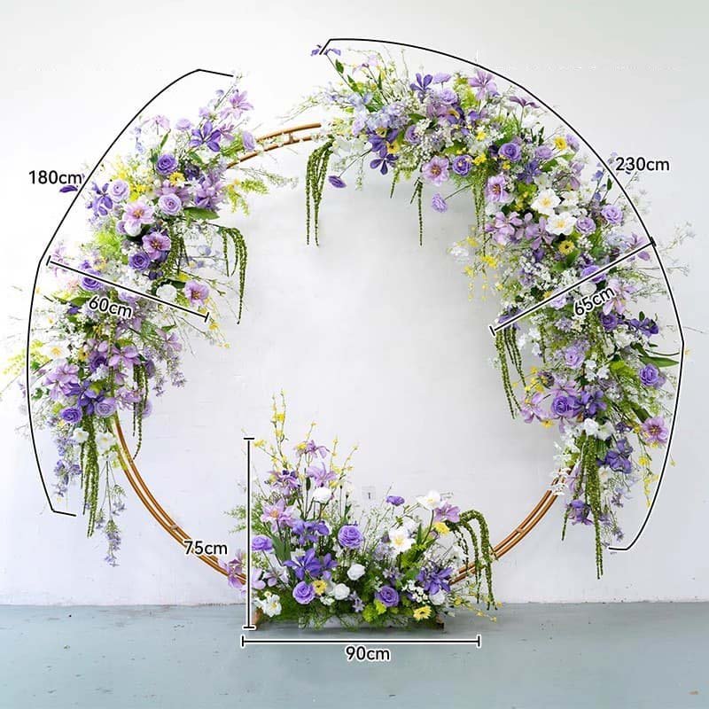 Round Arch Flower Decoration With Purple Artificial Flowers 6 Round Arch Flower Decoration With Purple Artificial Flowers 10