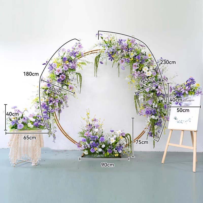 Round Arch Flower Decoration With Purple Artificial Flowers 5 Round Arch Flower Decoration With Purple Artificial Flowers 11