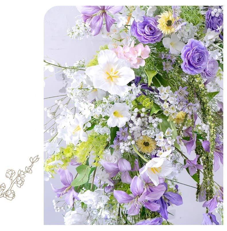 Round Arch Flower Decoration With Purple Artificial Flowers 3 Round Arch Flower Decoration With Purple Artificial Flowers 12