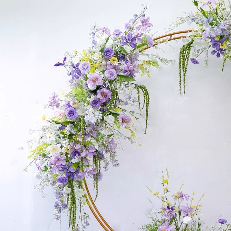 Round Arch Flower Decoration With Purple Artificial Flowers 2 Round Arch Flower Decoration With Purple Artificial Flowers 2