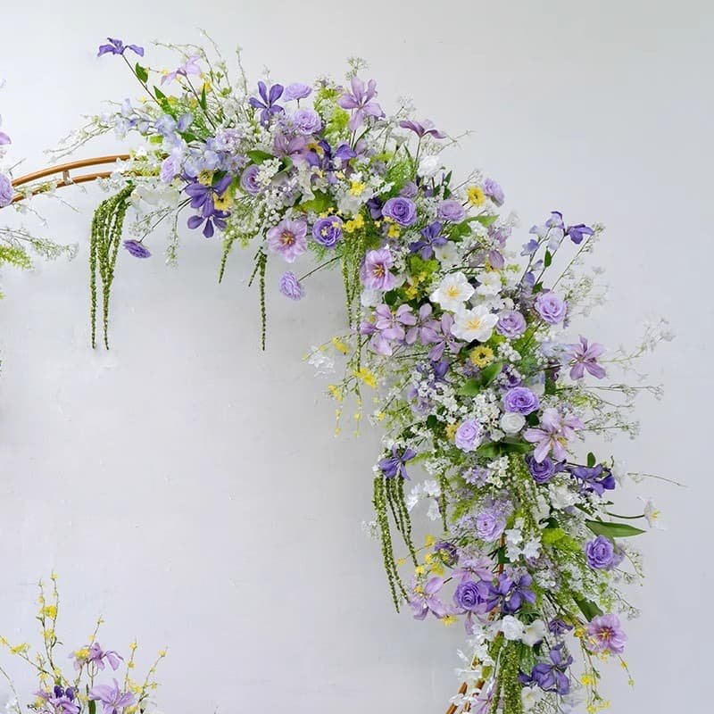 Round Arch Flower Decoration With Purple Artificial Flowers 12 Round Arch Flower Decoration With Purple Artificial Flowers 3
