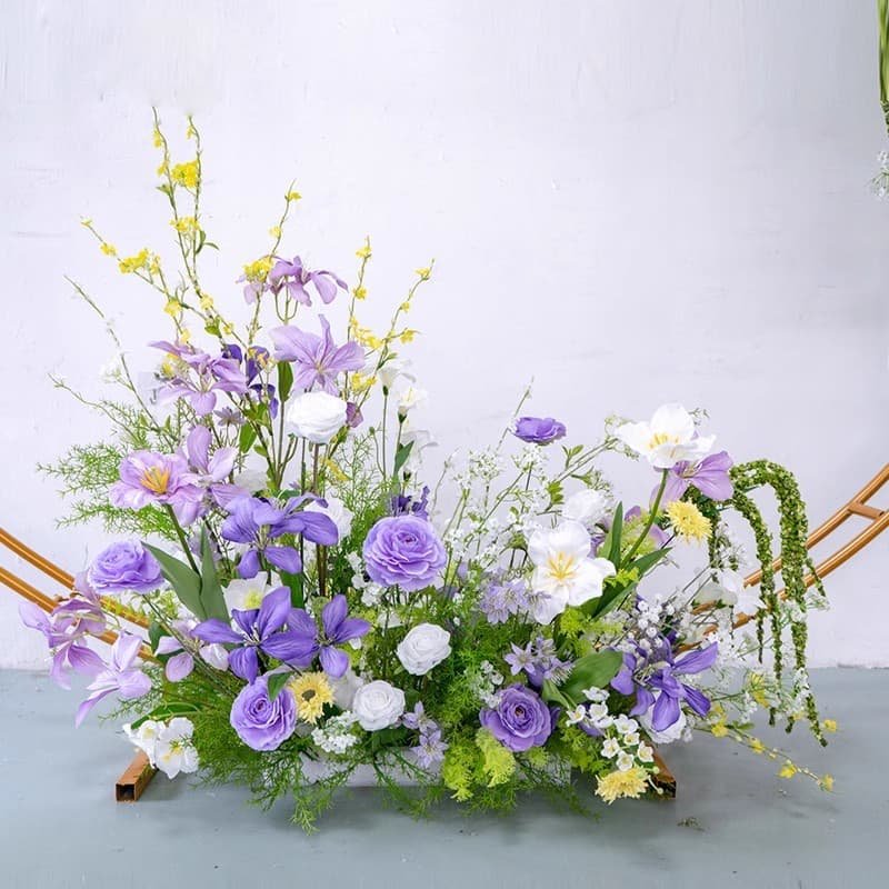 Round Arch Flower Decoration With Purple Artificial Flowers 4 Round Arch Flower Decoration With Purple Artificial Flowers 4