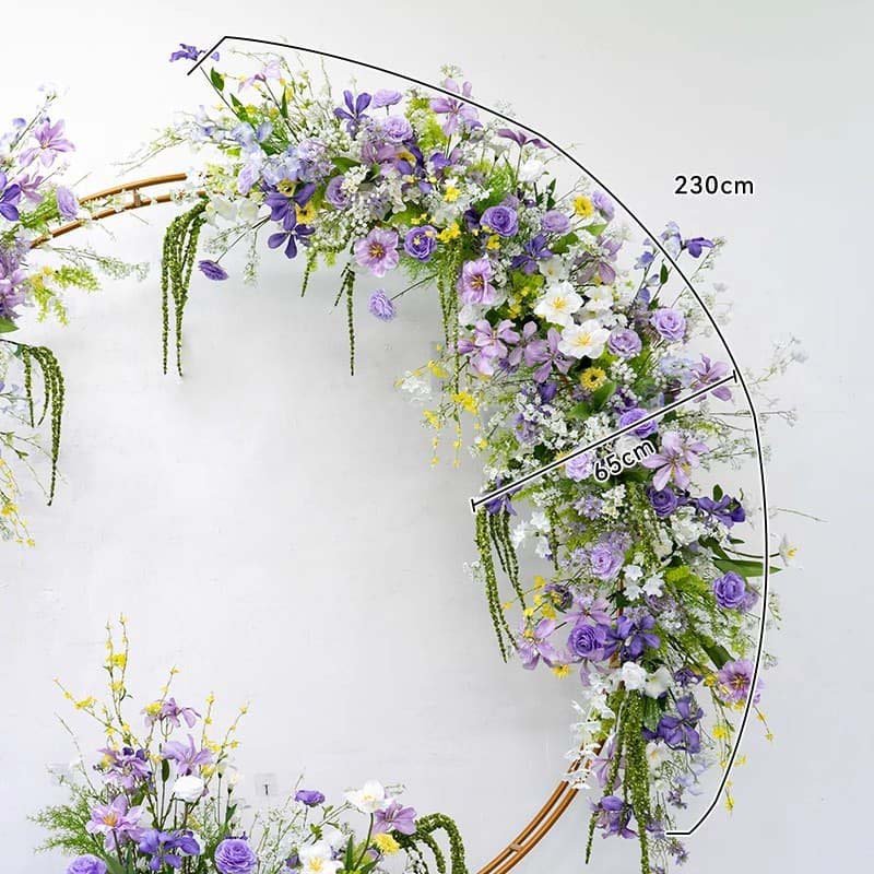 Round Arch Flower Decoration With Purple Artificial Flowers 10 Round Arch Flower Decoration With Purple Artificial Flowers 6