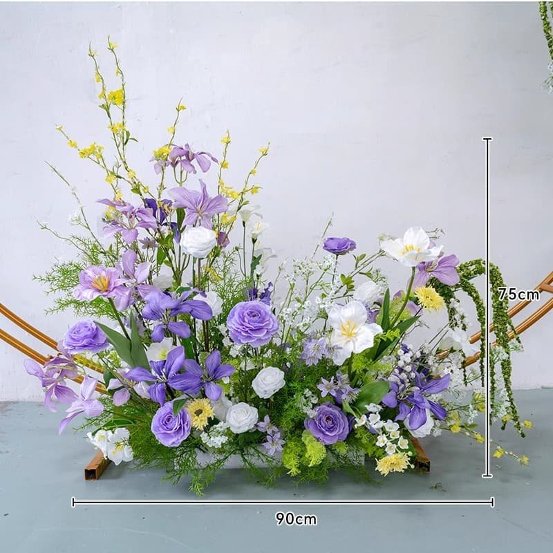 Round Arch Flower Decoration With Purple Artificial Flowers 9 Round Arch Flower Decoration With Purple Artificial Flowers 7