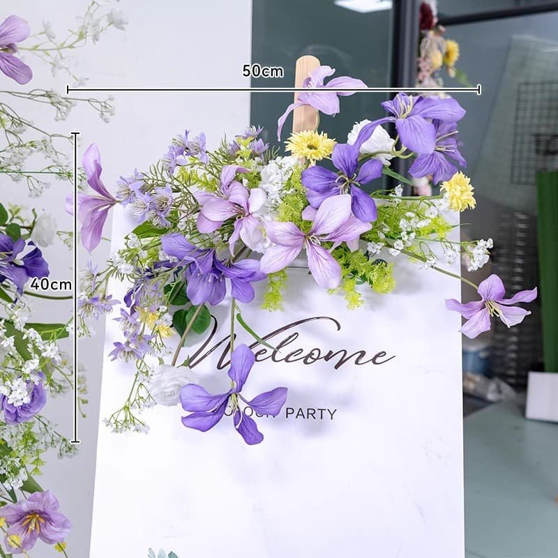 Round Arch Flower Decoration With Purple Artificial Flowers 8 Round Arch Flower Decoration With Purple Artificial Flowers 8