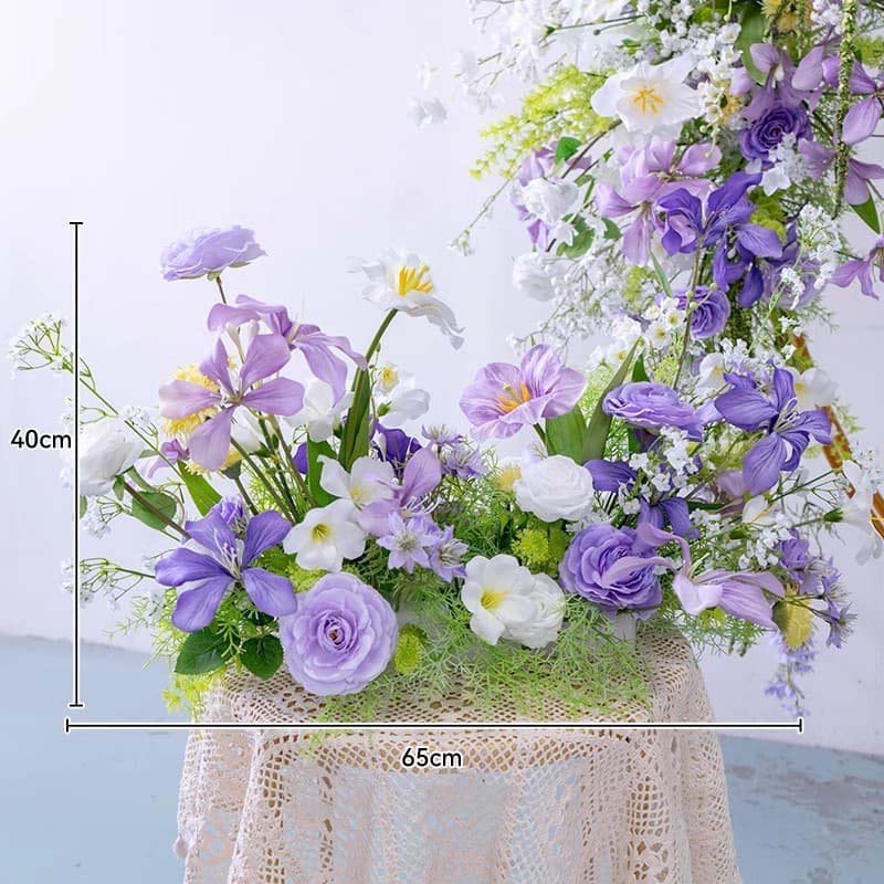Round Arch Flower Decoration With Purple Artificial Flowers 7 Round Arch Flower Decoration With Purple Artificial Flowers 9