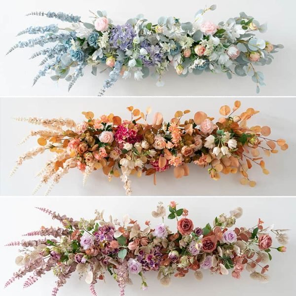 Silk Flower Row Table Centerpiece for Events