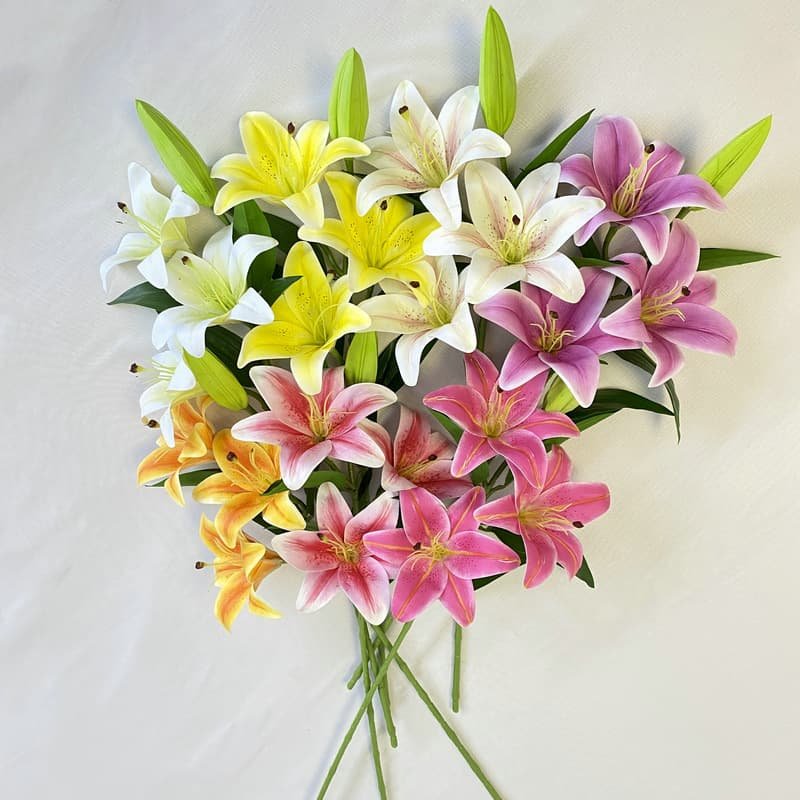 Silk Lily Flowers for Wedding Centerpiece Decoration 10 Silk Lily Flowers for Wedding Centerpiece Decoration 3